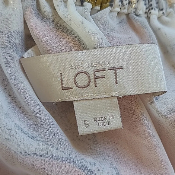 Loft Off-the-Shoulder White Floral Patterned Woven Top - Size Sm - Picture 7 of 8